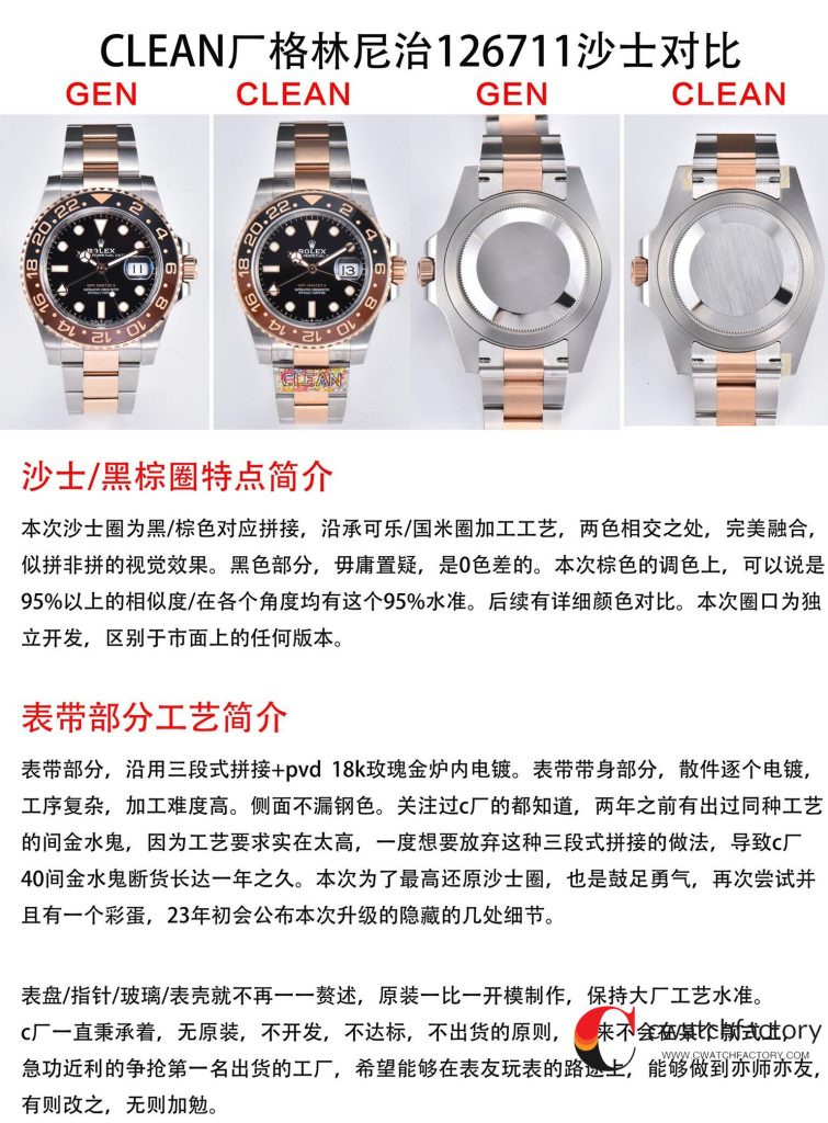 C厂Clean劳力士格林尼治型II系列m126711chnr-0002 间玫金