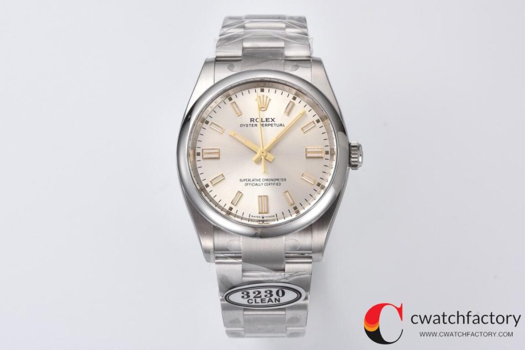 C厂Clean劳力士36mm蚝式恒动m126000-0001银面「3230机芯」