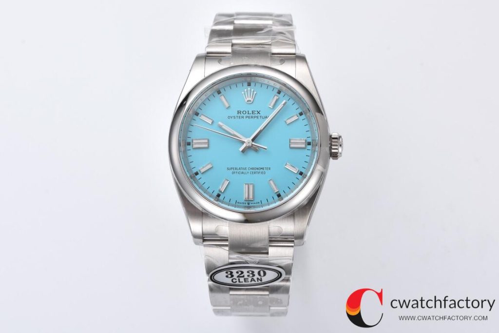 C厂Clean劳力士36mm蚝式恒动m126000-0006蒂夫尼蓝面「3230机芯」